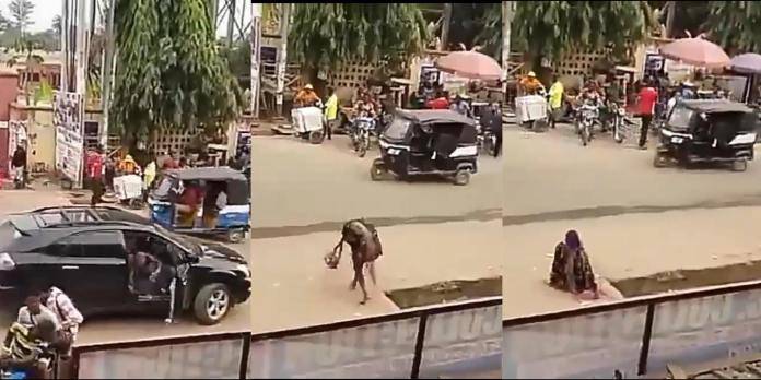 Slay queen suddenly goes mad after dropping from an expensive car