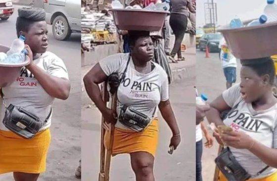 Physically impaired girl in crutches spotted selling ‘pure water’ on street